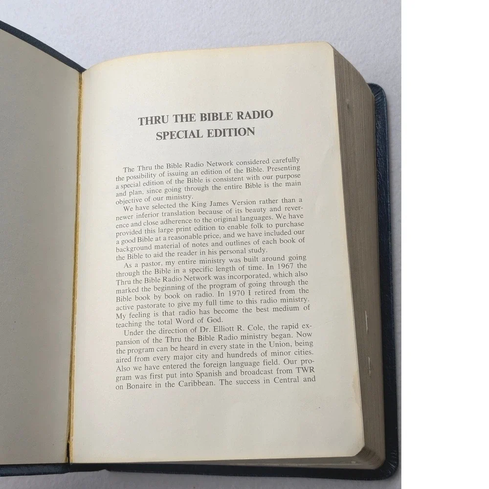 Thru the Bible Radio Network KJV Holy Bible Giant Print Reference Blue Leather